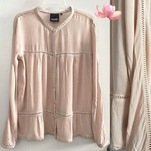 Nanette Lepore sweet babydoll long sleeve button down blouse, soft pink